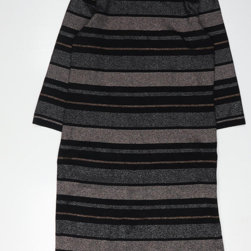 M&Co Women's Black Striped Sheath Dress Size 14
