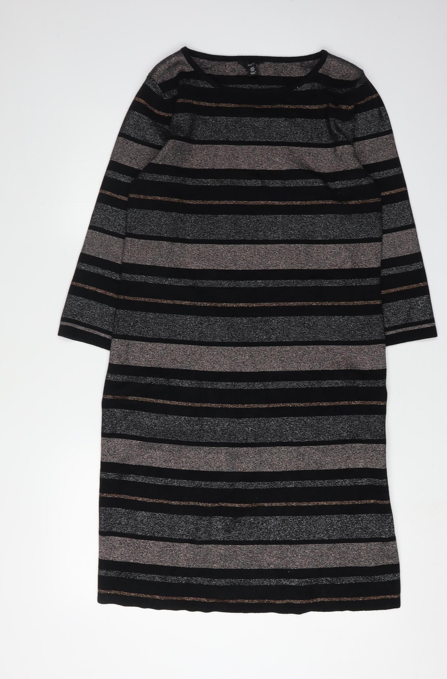 M&Co Women's Black Striped Sheath Dress Size 14