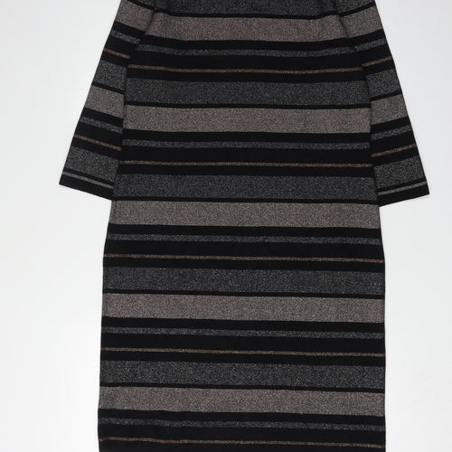 M&Co Women's Black Striped Sheath Dress Size 14