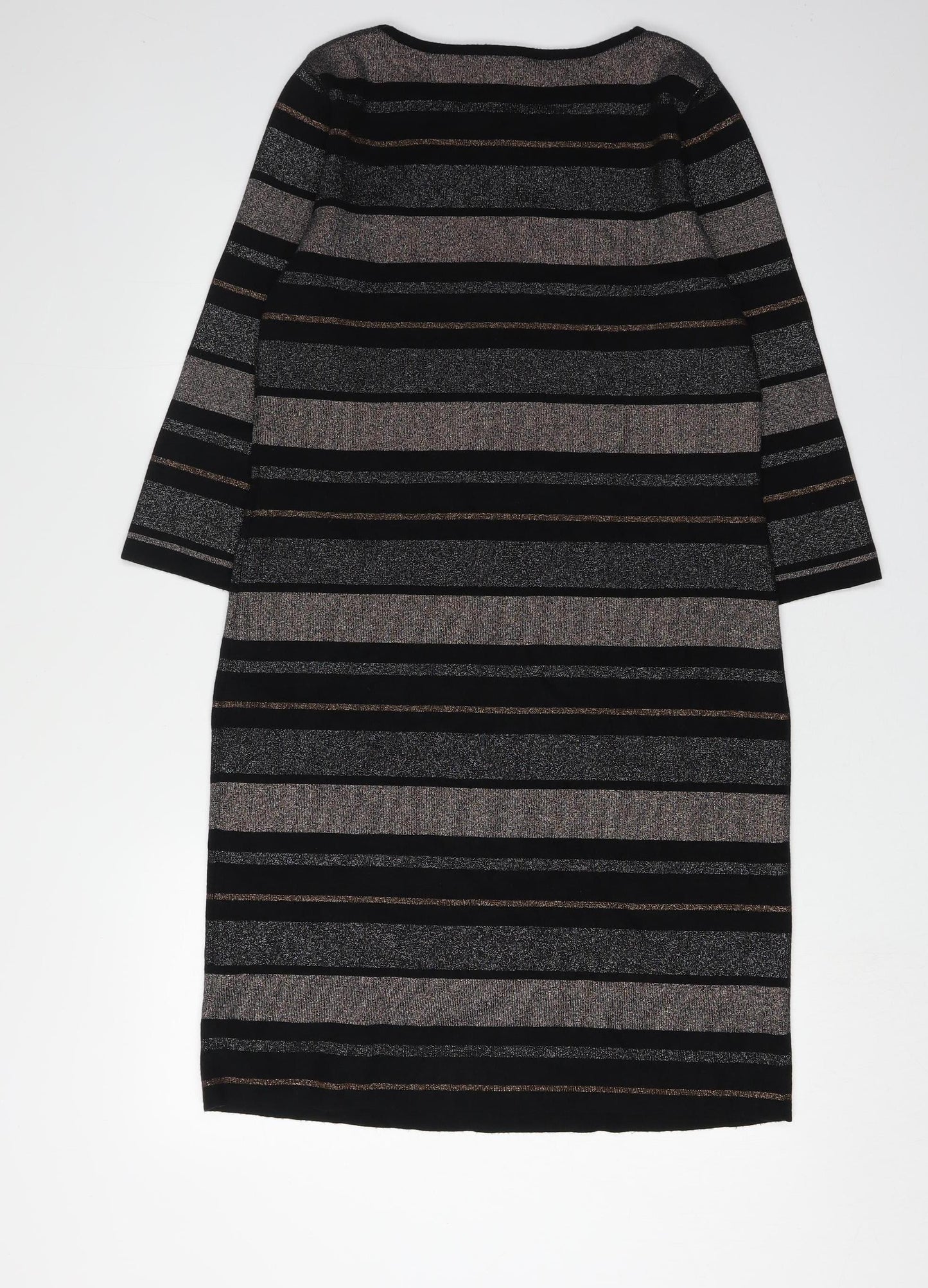 M&Co Women's Black Striped Sheath Dress Size 14