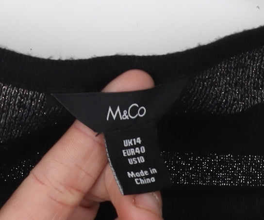 M&Co Women's Black Striped Sheath Dress Size 14