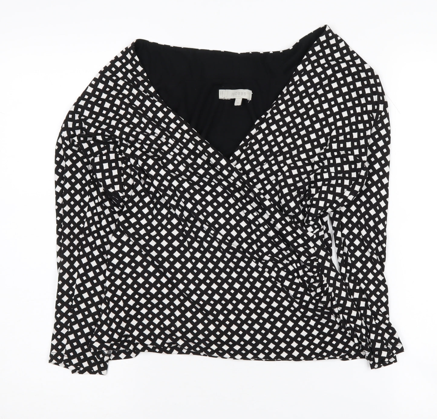 Hobbs Women's Black Geometric Wrap Blouse M
