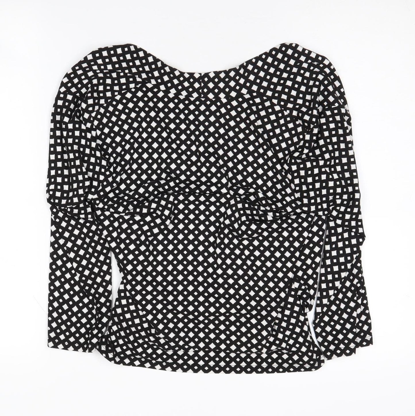 Hobbs Women's Black Geometric Wrap Blouse M