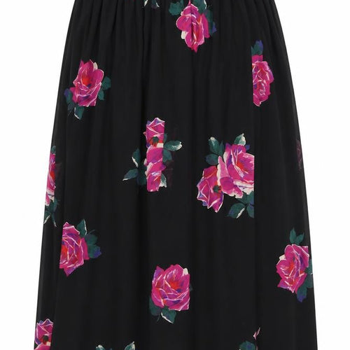 Jaeger Women's Black Midi A-Line Floral Skirt S
