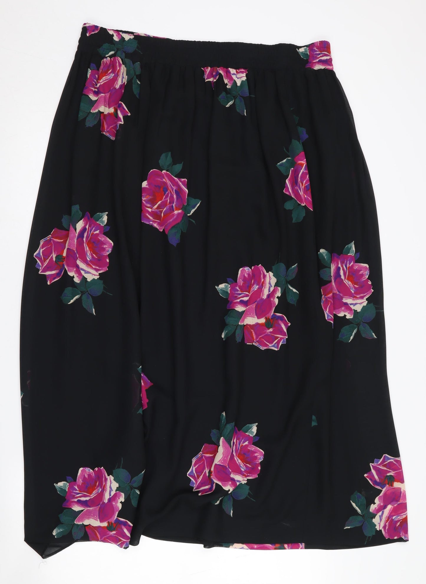 Jaeger Women's Black Midi A-Line Floral Skirt S