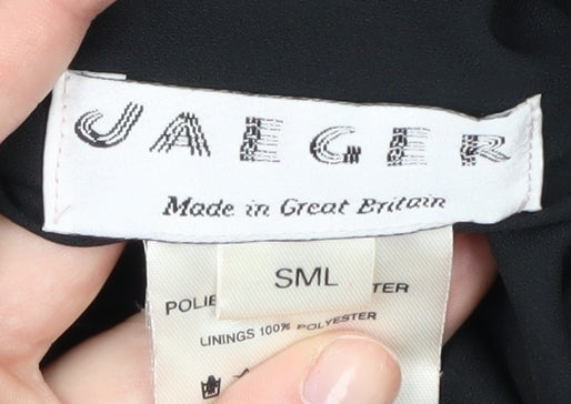 Jaeger Women's Black Midi A-Line Floral Skirt S