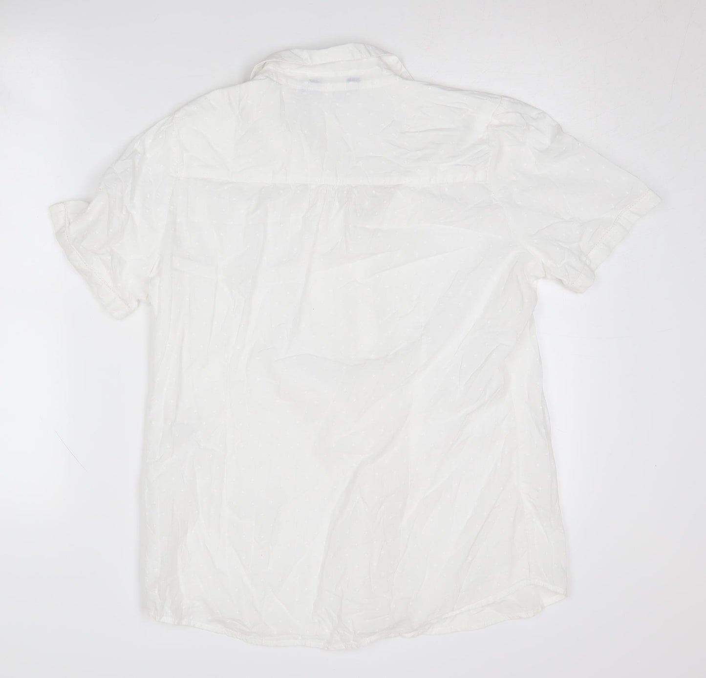 Isle White Women's Blouse, Size 14, Short Sleeve, Cotton