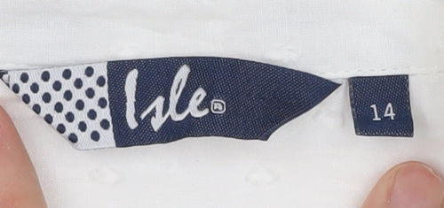 Isle White Women's Blouse, Size 14, Short Sleeve, Cotton