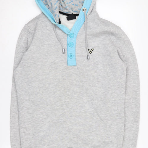 Voi Jeans Men's Grey Henley Hoodie, Size M