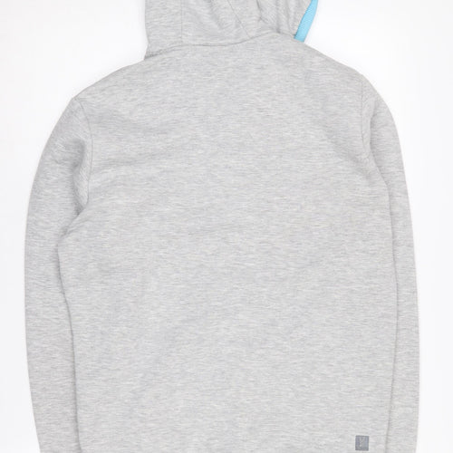 Voi Jeans Men's Grey Henley Hoodie, Size M