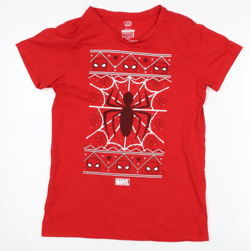 Marvel Boys Red Spider-Man Graphic T-Shirt L