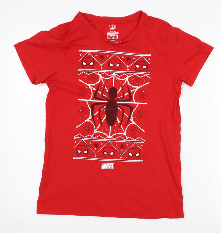 Marvel Boys Red Spider-Man Graphic T-Shirt L