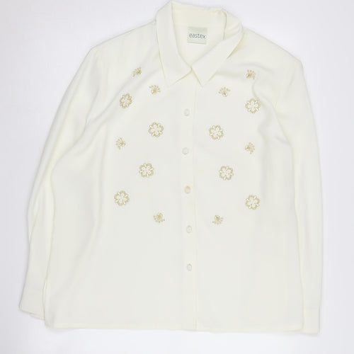 Eastex Women's Ivory Floral Embroidered Blouse Size 18