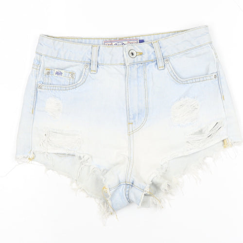 Superdry Women's Blue Denim Cut-Off Shorts Size 4
