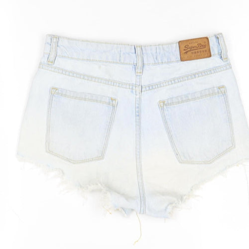 Superdry Women's Blue Denim Cut-Off Shorts Size 4