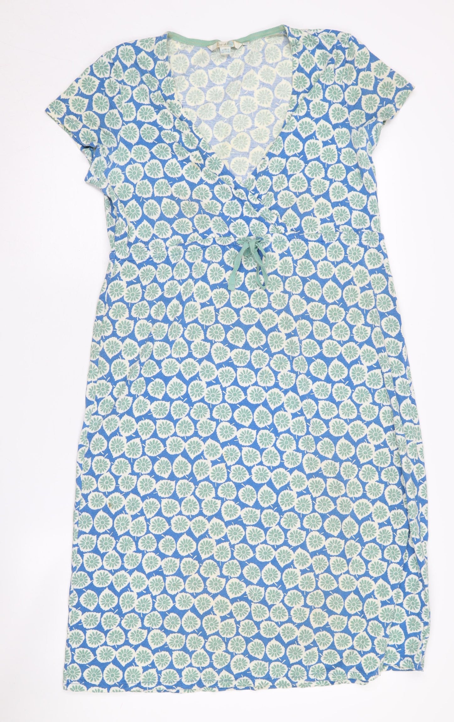 Boden Women's Blue Floral Knit Dress UK 12