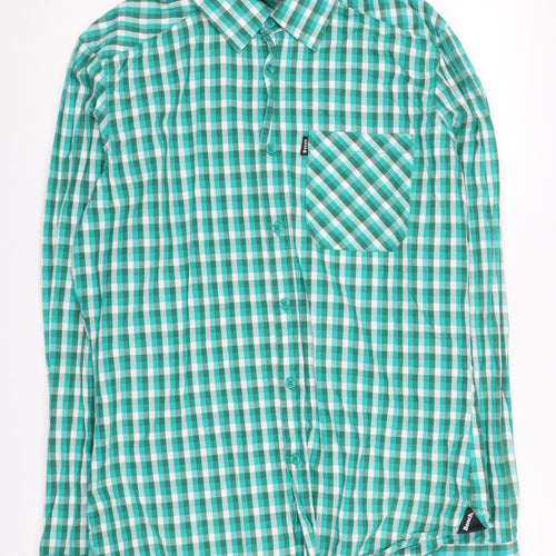 Bench Men's Green Check Long Sleeve Shirt L