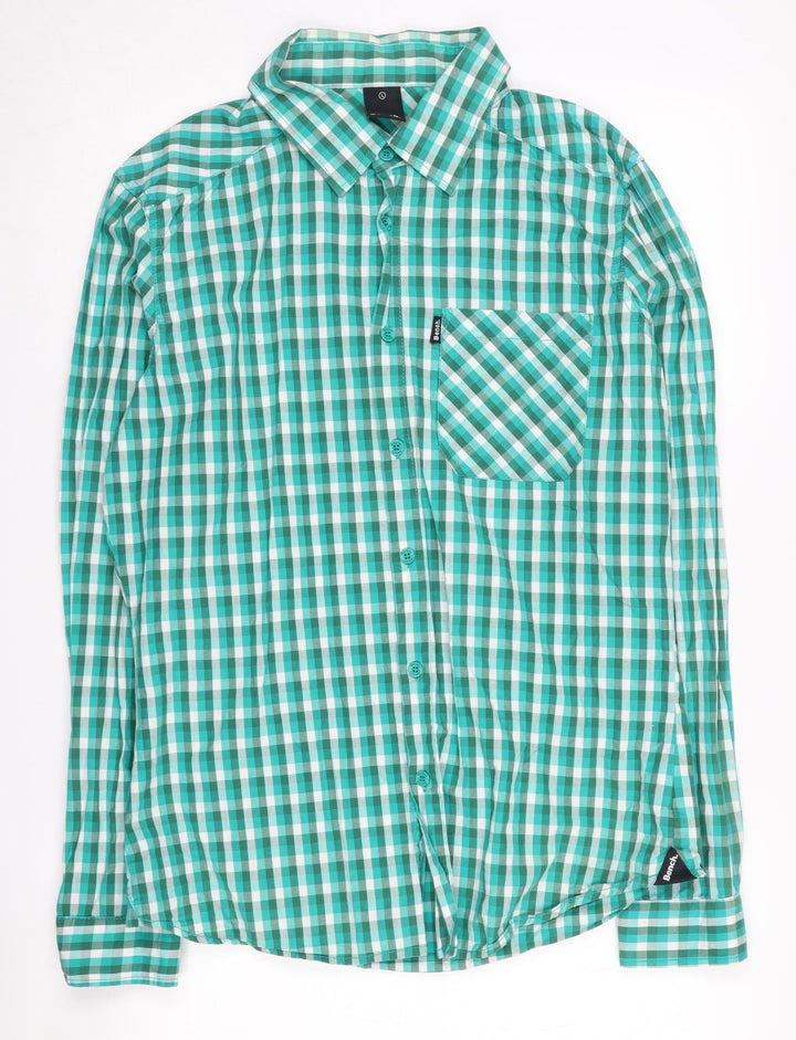 Bench Men's Green Check Long Sleeve Shirt L