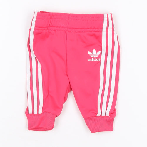 Adidas Pink Unisex Baby Track Pants 0-3 Mths