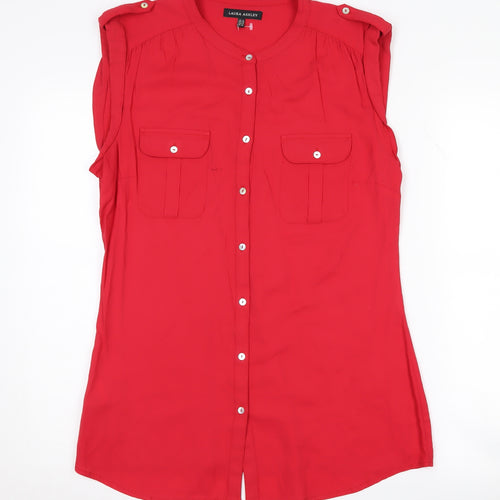 Laura Ashley Women's Red Button-Up Top, Size 14