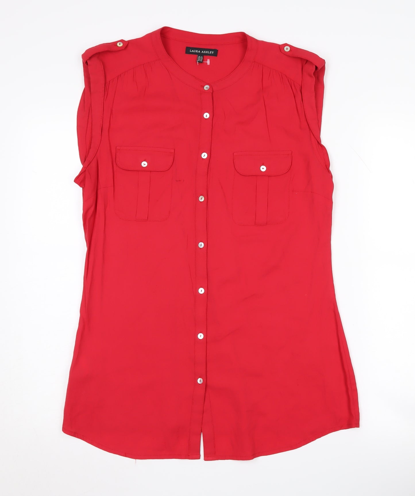 Laura Ashley Women's Red Button-Up Top, Size 14
