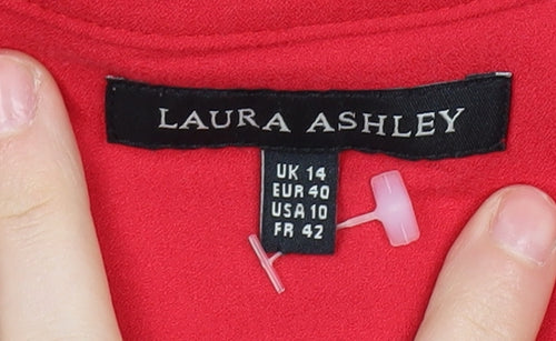 Laura Ashley Women's Red Button-Up Top, Size 14