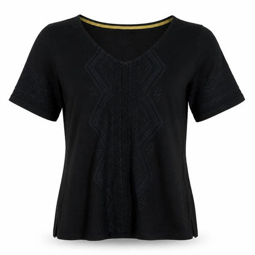 White Stuff Women’s Black Embroidered T-Shirt UK 10