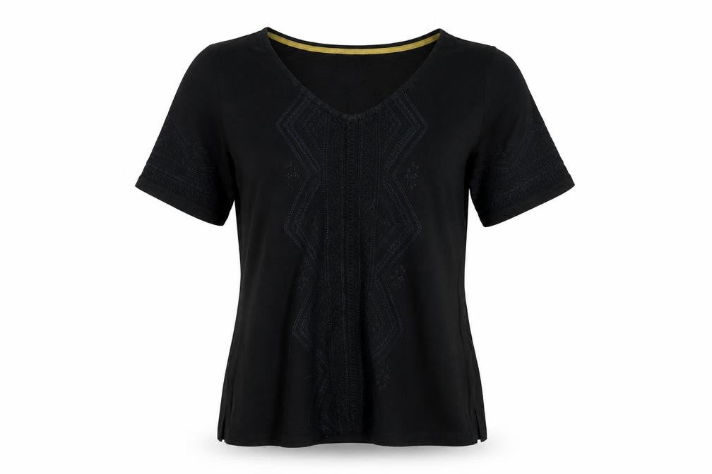White Stuff Women’s Black Embroidered T-Shirt UK 10