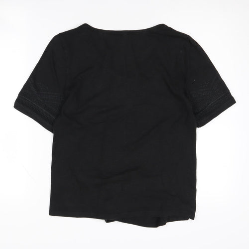 White Stuff Women’s Black Embroidered T-Shirt UK 10