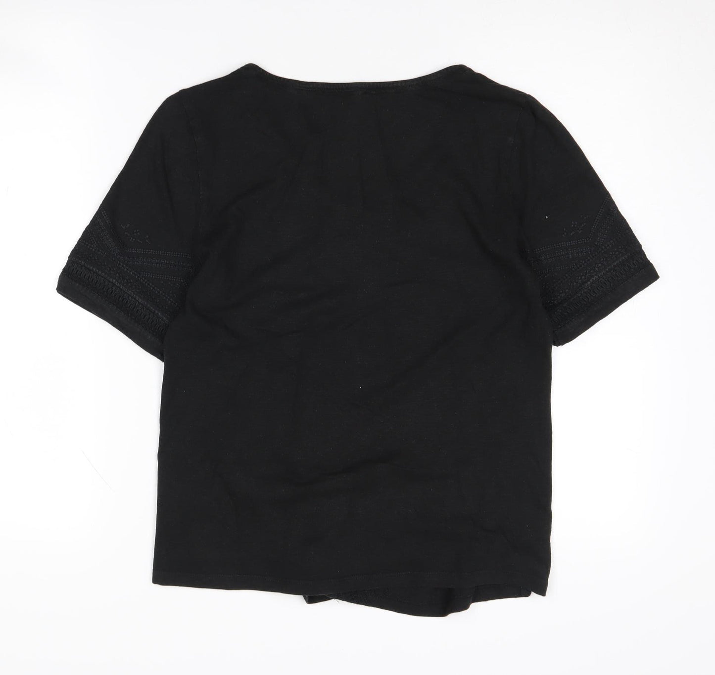 White Stuff Women’s Black Embroidered T-Shirt UK 10
