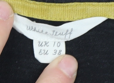 White Stuff Women’s Black Embroidered T-Shirt UK 10