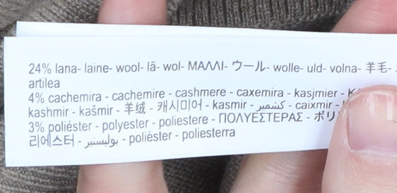 Massimo Dutti Women's Beige V-Neck Striped Jumper Size 12