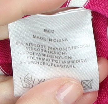 Jaeger Women's Pink Striped V-Neck Tank - Size M