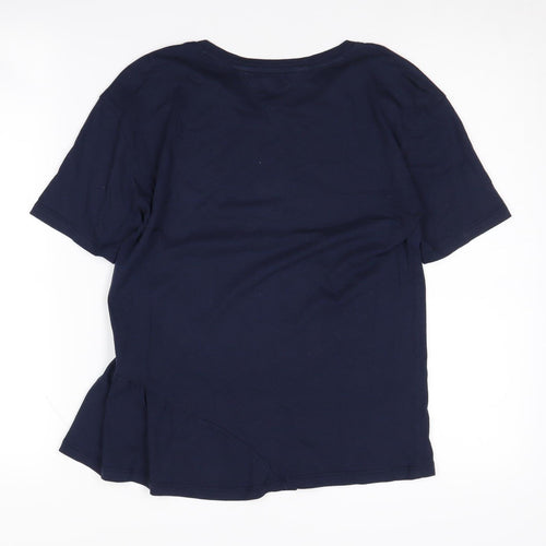Tommy Hilfiger Girls Blue T-Shirt, Size 164, Graphic Sequin Logo