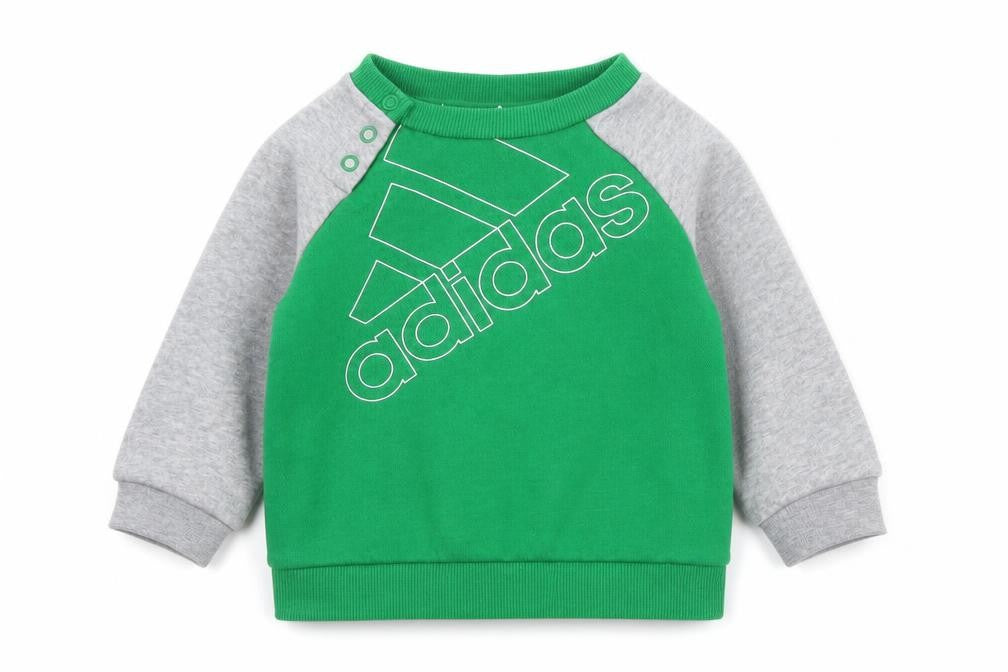 Front view of Adidas unisex baby jumper green 3-6m pullover style