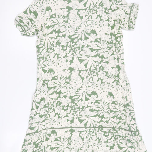 Fat Face Women's Green Ivory Floral Shift Dress Sz 8