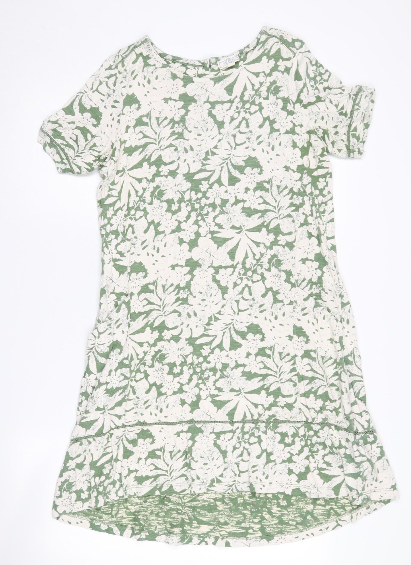 Fat Face Women's Green Ivory Floral Shift Dress Sz 8