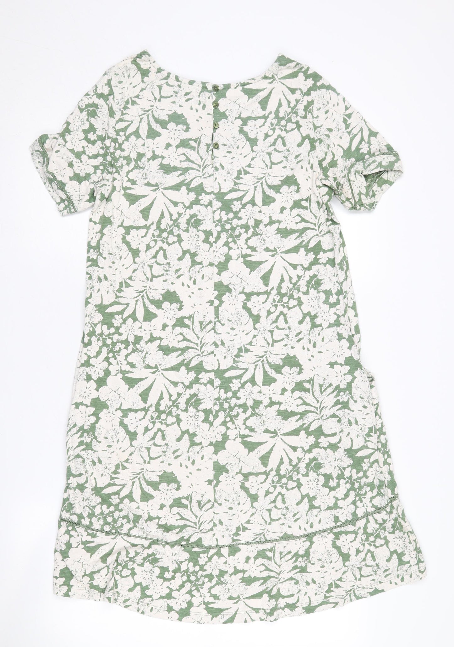 Fat Face Women's Green Ivory Floral Shift Dress Sz 8