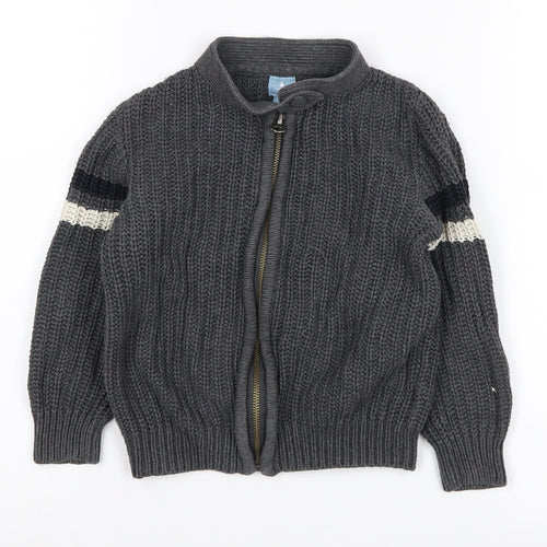 babyGap Grey Boys Cotton Knit Jacket 4 Years - Casual Zip