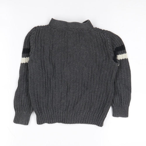 babyGap Grey Boys Cotton Knit Jacket 4 Years - Casual Zip