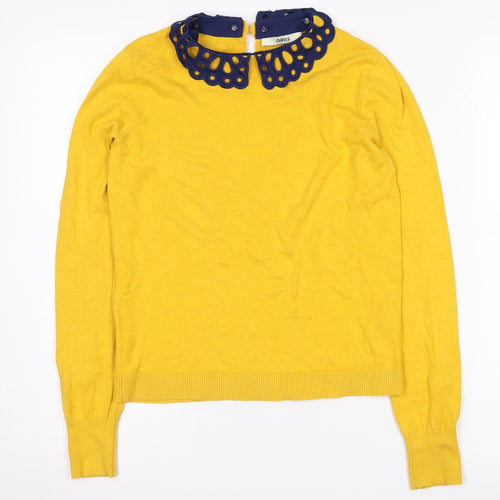 Oasis Women's Yellow Collared Pullover Jumper - S
