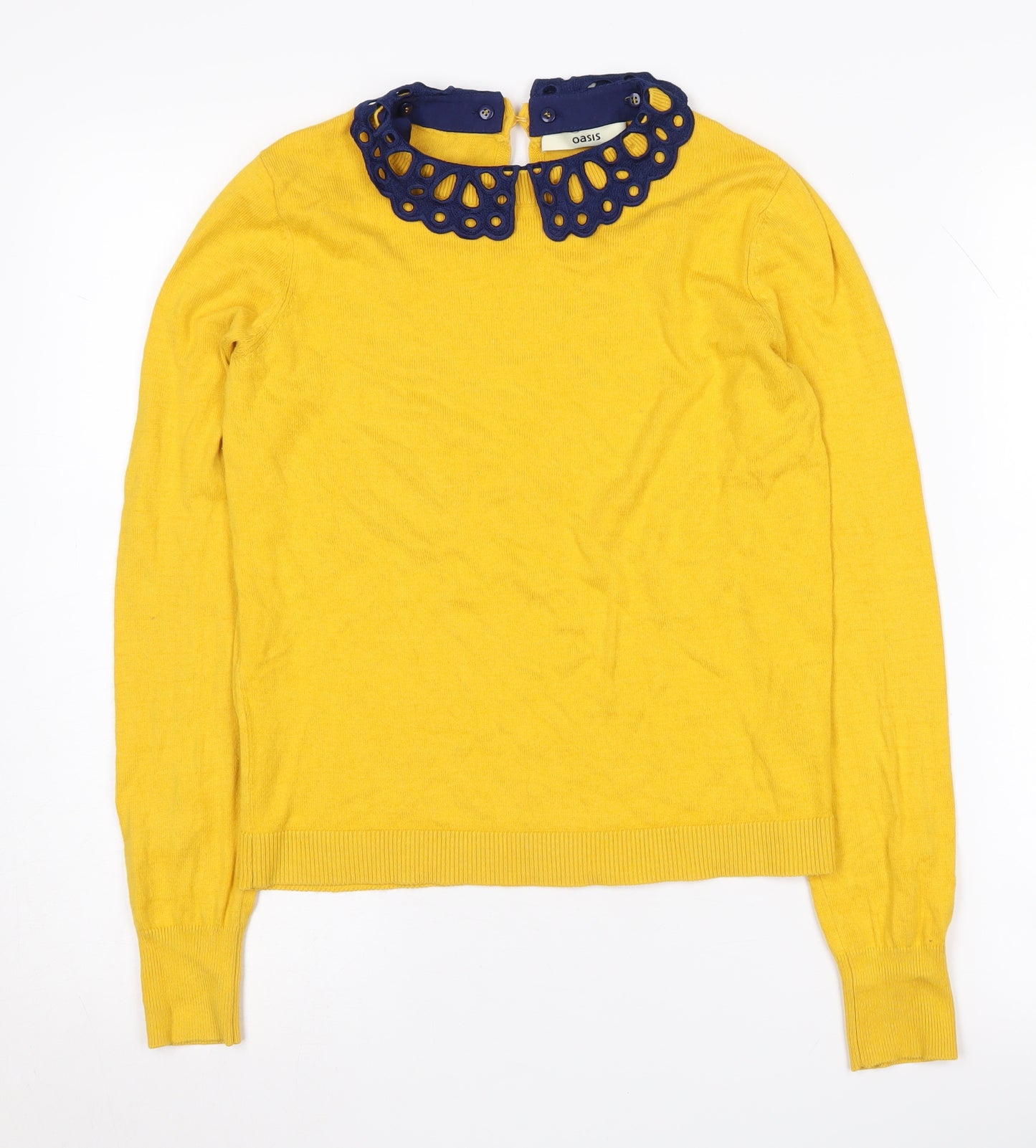 Oasis Women's Yellow Collared Pullover Jumper - S