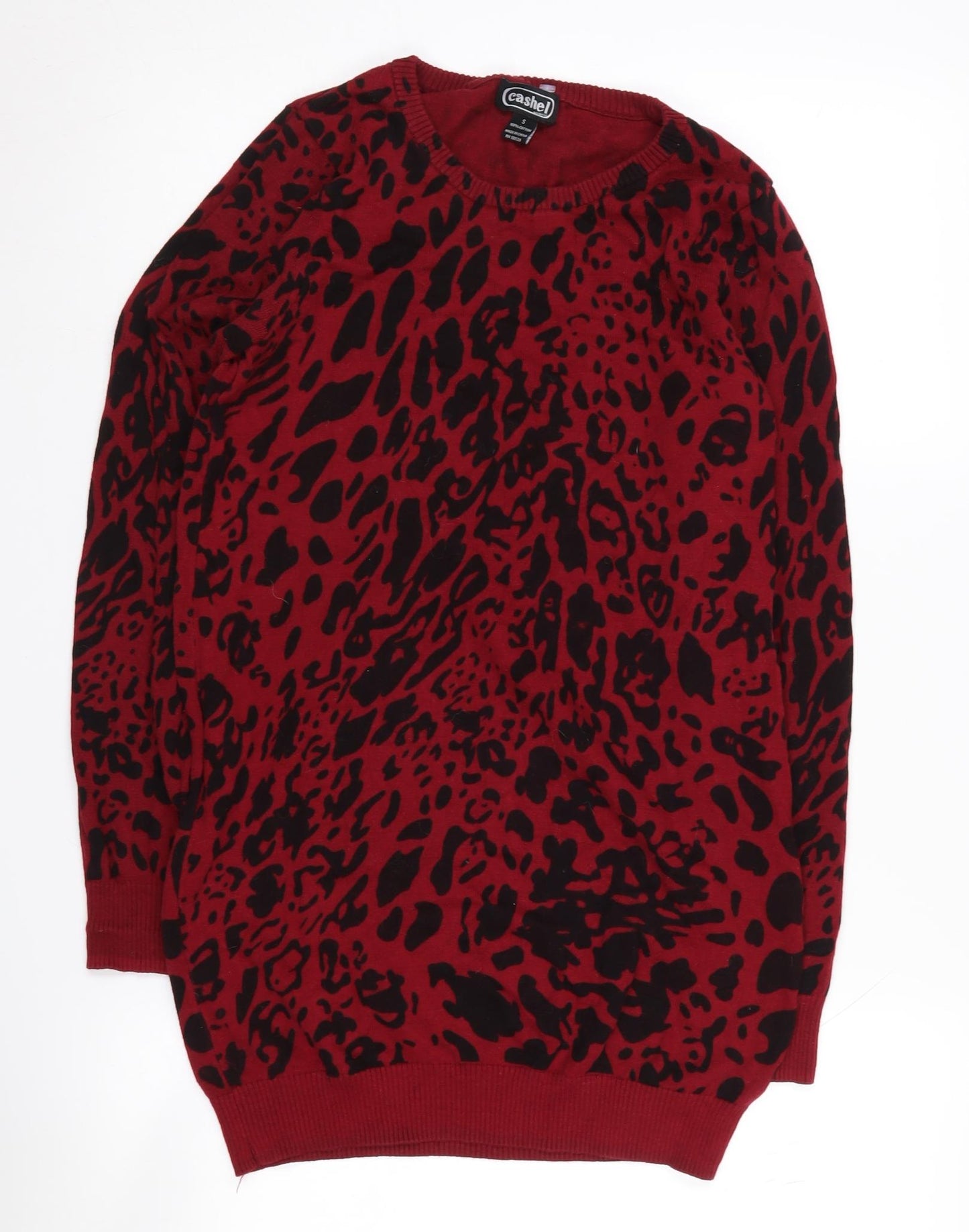 Cashel Women's Red Animal Print Pullover Jumper, Size S