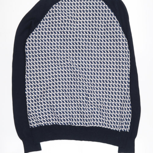 Farhi Women's Blue Cardigan M V-Neck Geometric