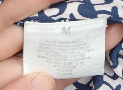 Farhi Women's Blue Cardigan M V-Neck Geometric