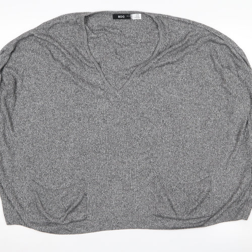 BDG Women's Grey V-Neck Knit Jumper - Size L