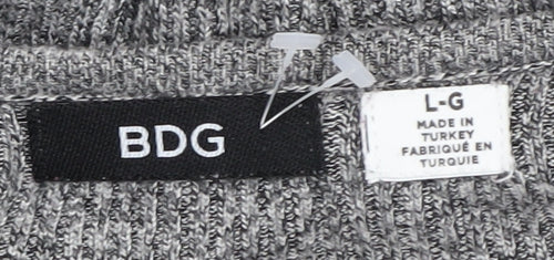 BDG Women's Grey V-Neck Knit Jumper - Size L