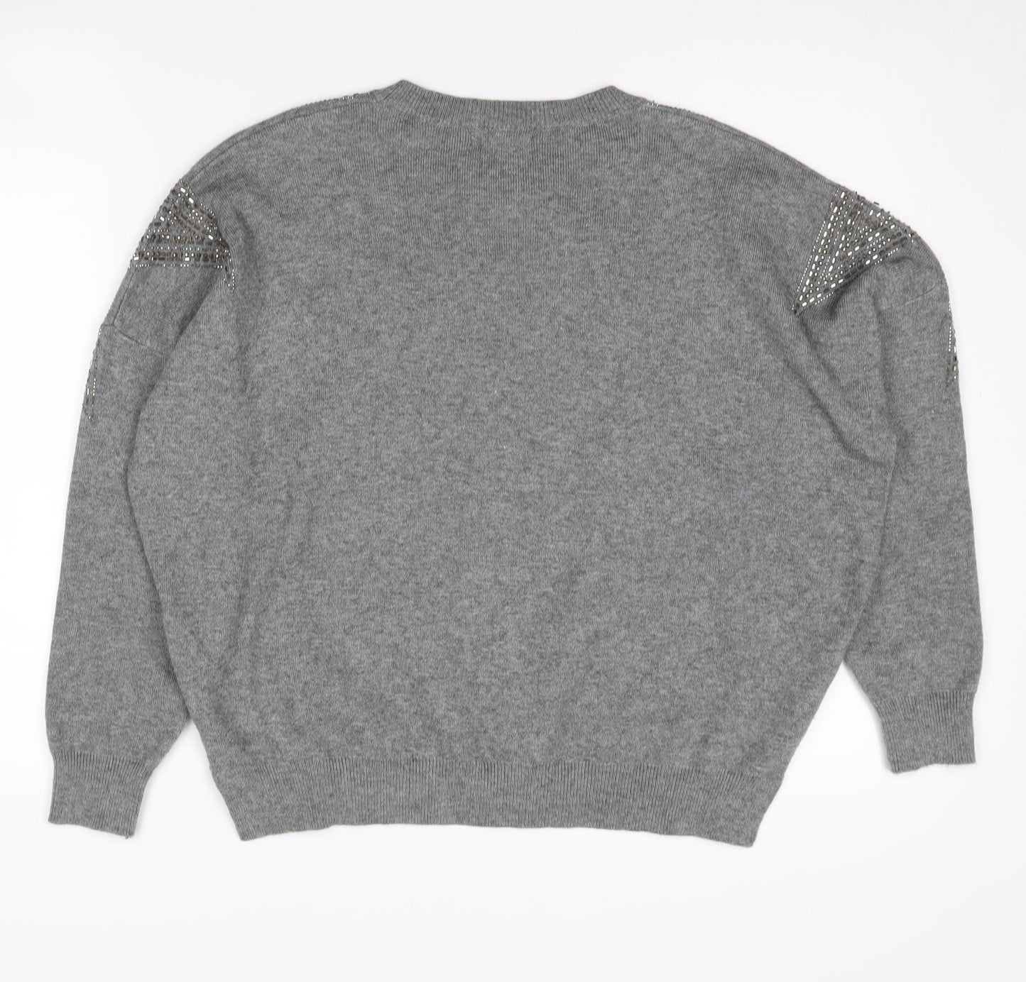 Quiz Women's Grey Beaded Pullover Jumper S