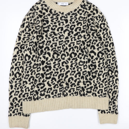 MNG Women's Black Animal Print Pullover Jumper M
