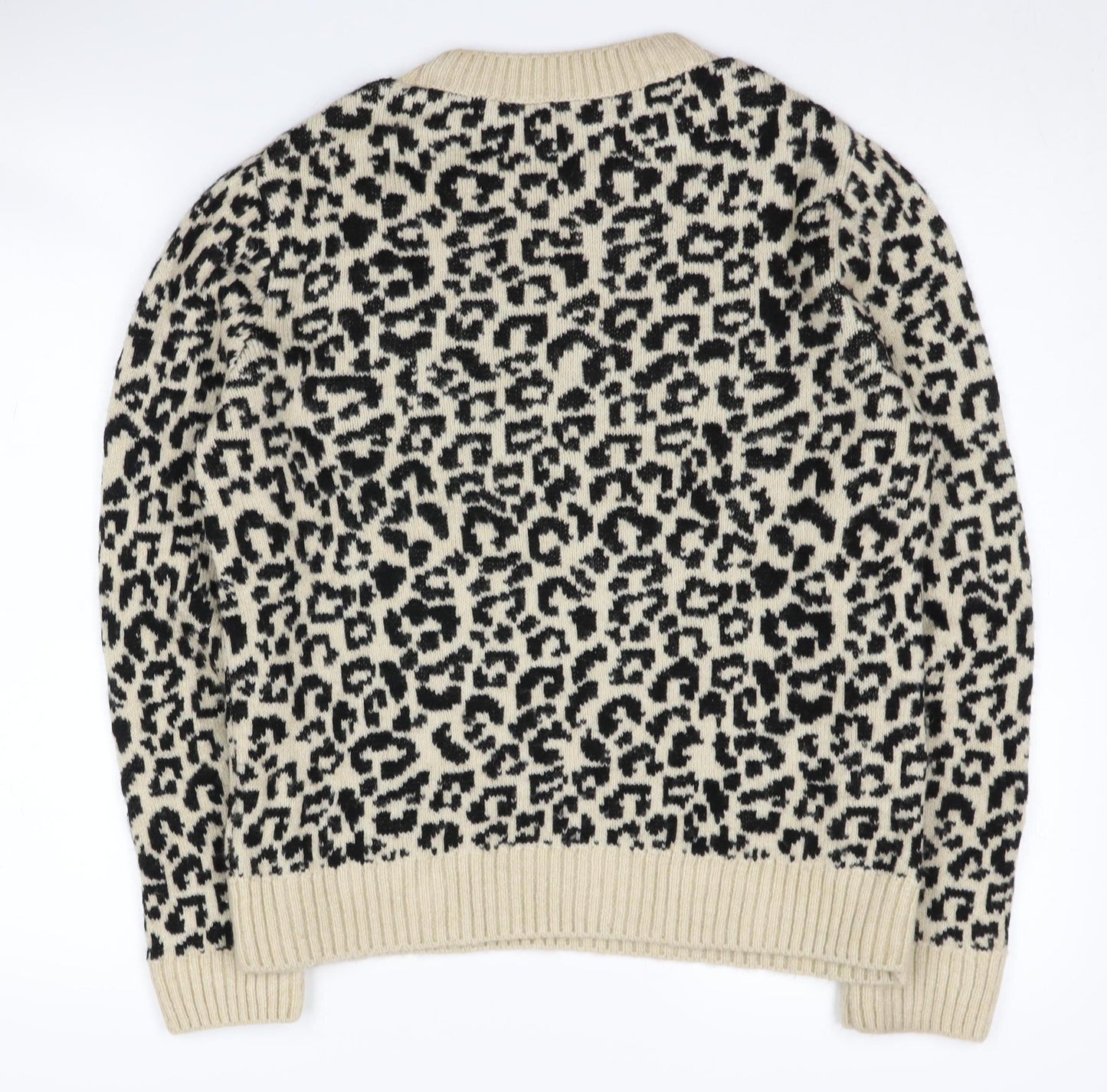 MNG Women's Black Animal Print Pullover Jumper M